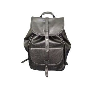 New Bella Russo Womens Black Backpack Faux Vegan Pebbled Leather